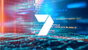 Logotipo da Seven Network com plano de fundo tecnológico 